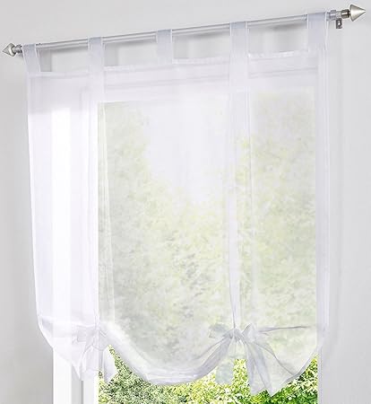 Zebrasmile Adorable Bowknot Tie Up Roman Curtain Lifable Voile Tab