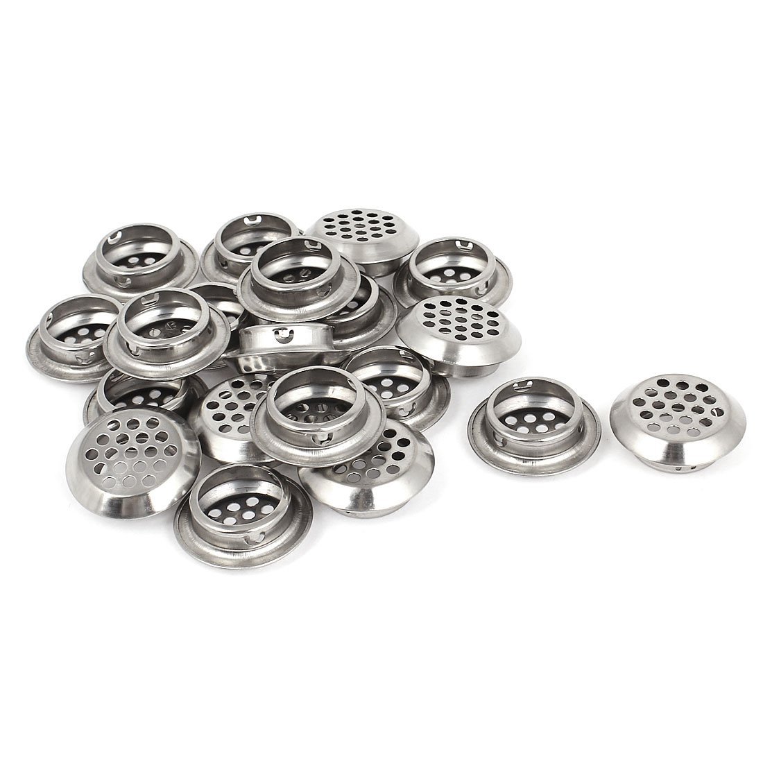 Cabinet Air Vent Hole - GOODCHANCEUK 30-Pack Stainless Steel Perforated Ventilation Louver Heat Dissipation Round Shaped Grille for Wardrobe, or Shoe Cabinet Dia.42MM Silver