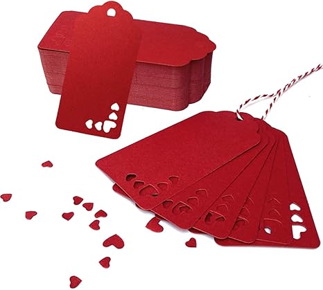 Amazon Com Pwwj Red Kraft Paper Tags 100 Pcs Heart Kraft Paper