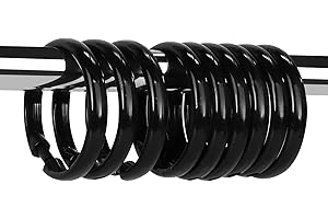 Qulable Black Shower Curtain Hooks Rings, 12 Pcs Circular Plastic Shower Curtain Rings for Bathroom, Plastic Shower Curtain Hooks for Shower Curtain Rod, Black Shower Hooks Rings for Shower Curtain