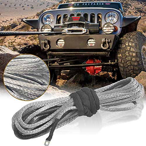 Synthetic Winch Rope, Durable 7000 LBS for ATV UTV KFI Vehicle Car Motorcycle, 1/4" × 49.2 ft, Grey - Thumbnail 5