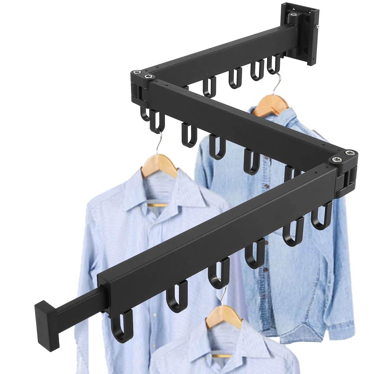 Ghopy Wall Mounted Clothes Hanger Retractable Foldable Laundry Drying Rack Indoor Outdoor Space Saving Dryer for Home Balcony Mudroom Bedroom