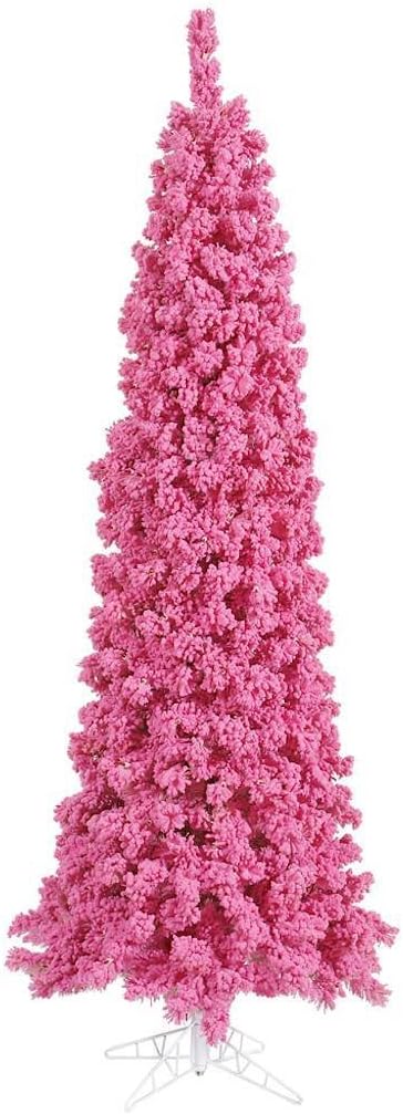 Amazon Com Vickerman 439487 6 5 X 27 Flocked Pink Pencil Fir Tree Christmas Tree K168765 Home Kitchen