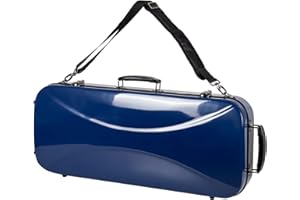 Crossrock Fiberglass Double Violin Case fits Two 4/4 Full-Size Violins | Navy Blue, Soft Velvet Interior, TSA Lock – Durable Twin Violin Travel Case (CRF2020DVNVBL)