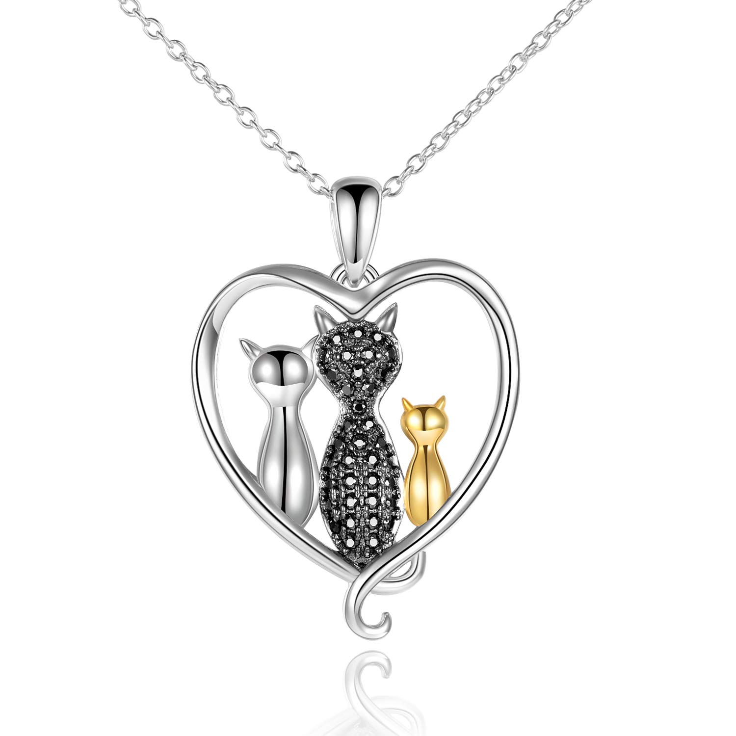 VENACOLY Sterling Silver Necklace for Cat Lovers - Cubic Zirconia Mother's Day Jewellery for Women — image 1