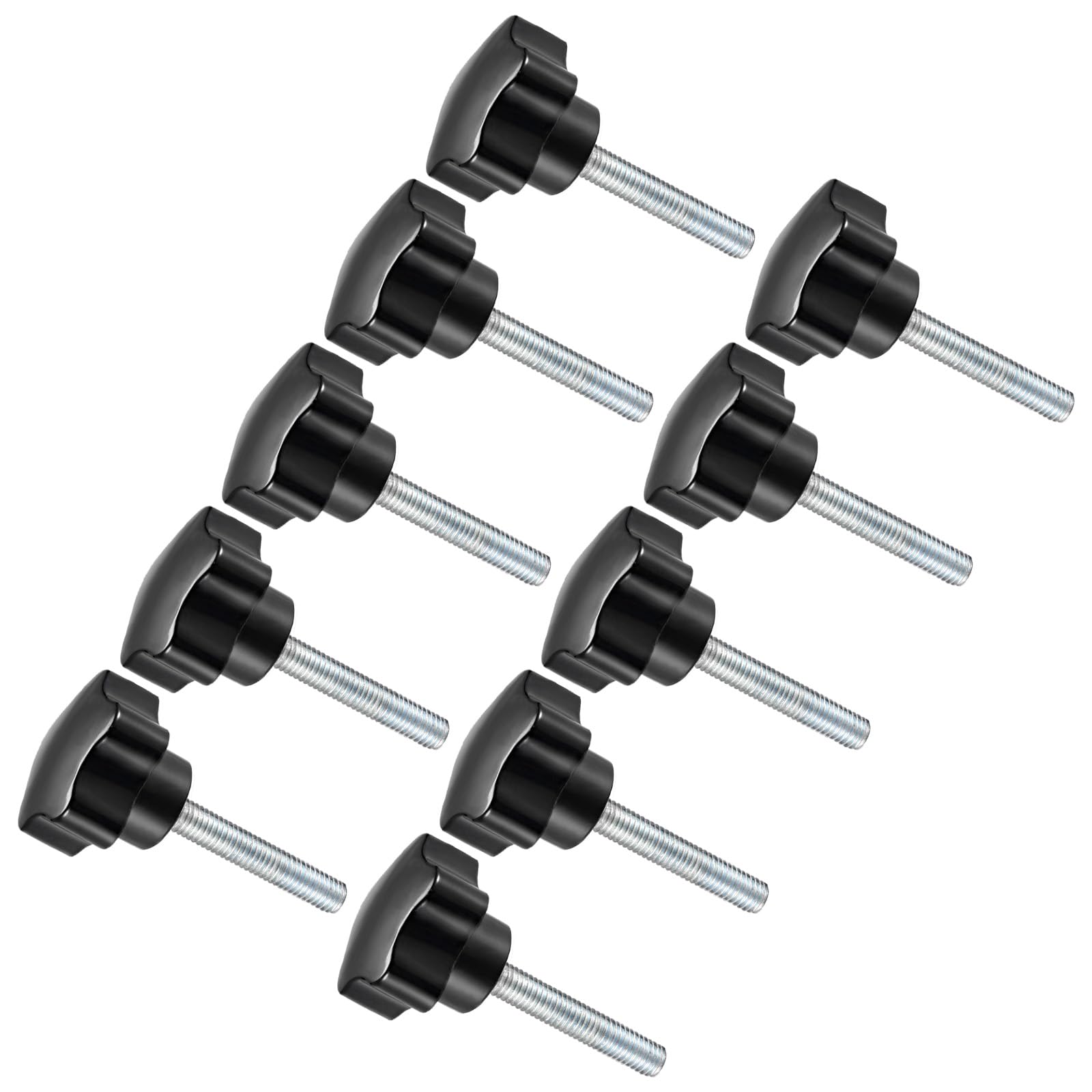 CoCud Star Clamping Knobs, M8 x 25mm Male Thread 30mm Head, Plastic Thumb Screw Grip Hand Knobs Threaded Bolt Black - (Applications: for Lathe Machinery), 10-Pieces
