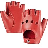 MGGMOKAY Women's Gloves Leather Dancing Punk Fingerless Half Palm Unlined