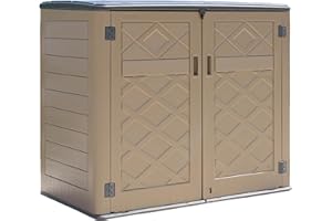 HOMSPARK Storage Shed Weather Resistance, Multi-Purpose Outdoor Storage Cabinet for Backyards and Patios, Horizontal Storage Shed for Lawnmower, Patio Accessories (Coffee, X Large - 48 cu.ft)
