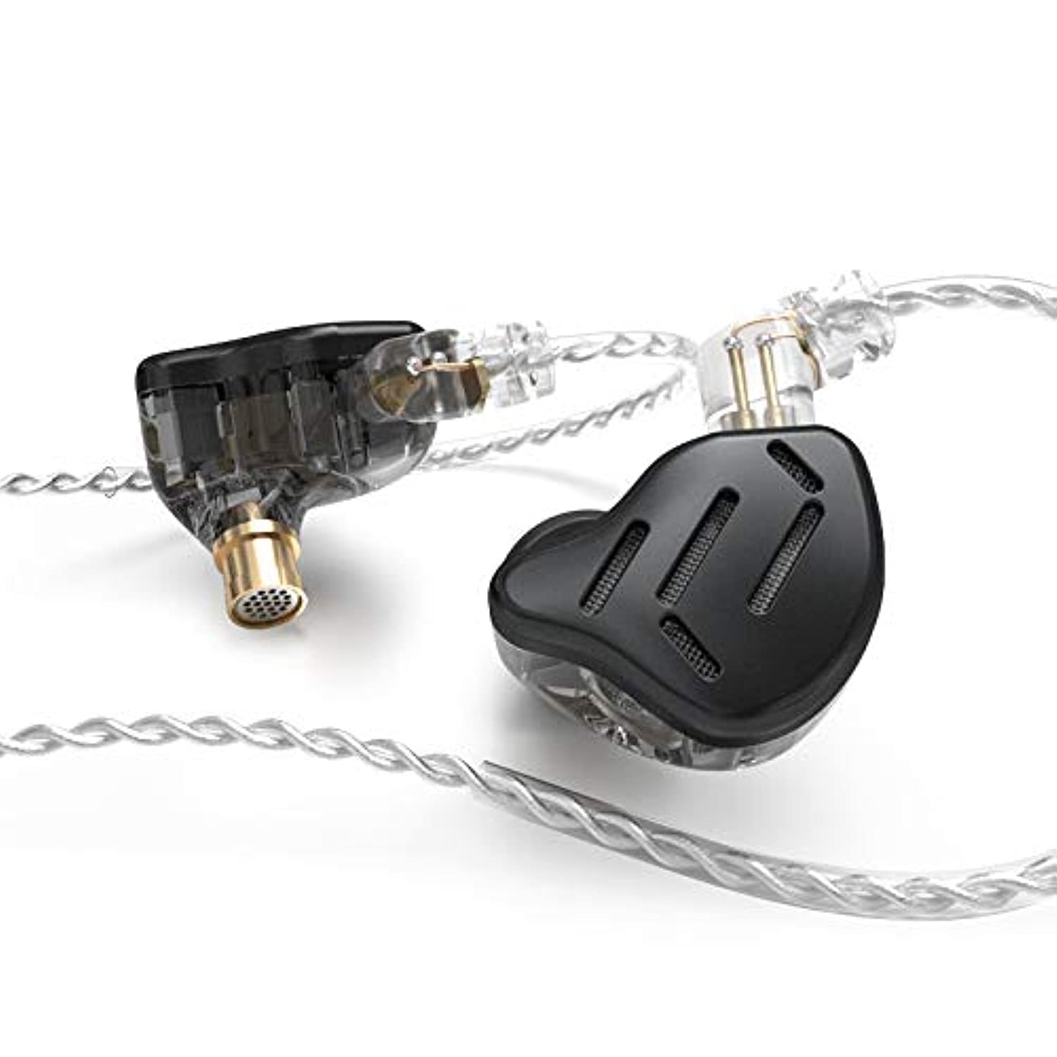 Linsoul KZ Zax 1DD+7BA Hybrid Driver HiFi in-Ear Earphones with Zin Alloy Shell, Detachable Recessed 2 Pin 0.75mm OFC Cable (Without Mic, Black)