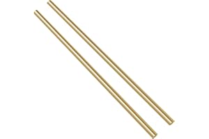Swpeet 2Pcs 1/4 Inch in Diameter 14 inch in Length Brass Solid Round Rod Lathe Bar Stock Kit, Perfect for Various Shaft, Mini