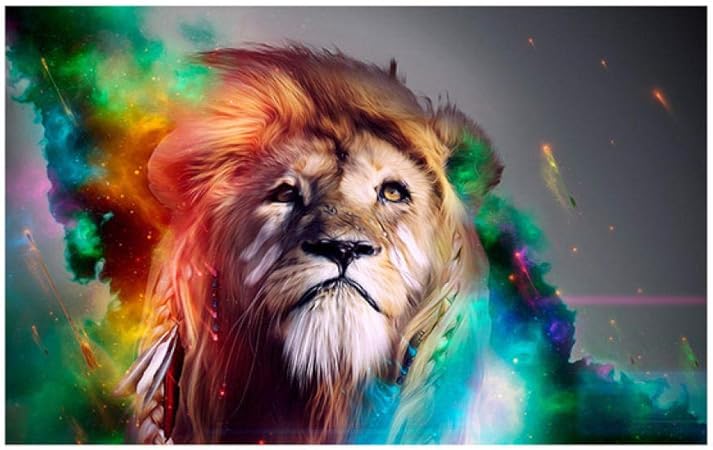 None brand Acuarela Abstracta León Pinturas en Lienzo en la Pared Arte