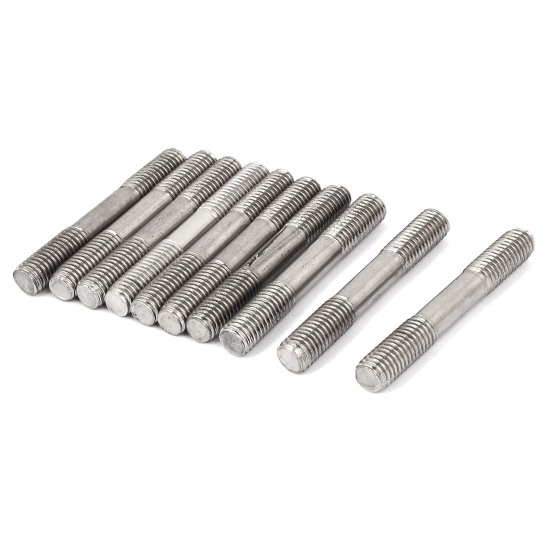 Sourcingmap M10x70mm Double End Thread 304 Stainless Steel Tight Adjustable Push Rod Stud 10pcs