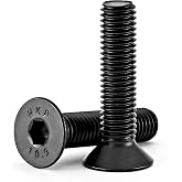 M10-1.5 x 90mm Flat Head Hex Socket Cap Screws Countersunk Bolts, 10.9 Grade Alloy Steel, Black Oxide Finish, Allen Hex Drive, Metric Machine Fully Threaded, 6PCS