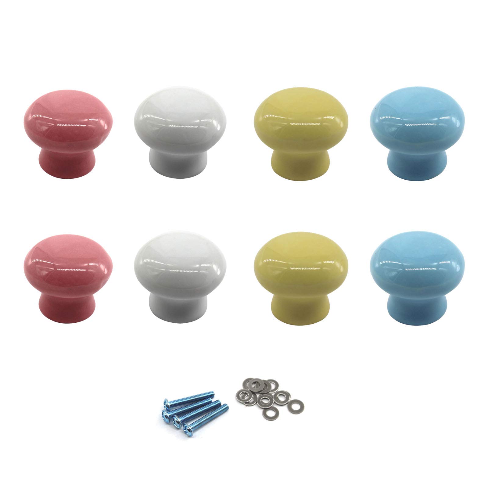 Zerniple Round Ceramic Handle Pull Door knobs Cabinet Handles for Children's Room (8 Pieces)