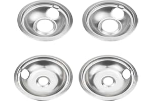 Mejiao Drip Pan Stove Burner Covers, Electric Stove Burner Drip Pans for Whirlpool W10278125, 4 Pack (2x6" and 2x8")