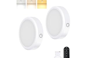 MICLIONLED Rechargeable Puck Lights with Remote Control,LED Under Cabinet Light with Full-Screen,3 Color Temperatures Stick On Wireless, Tap for Kitchen,Cabinet,Counter,Closet,Shelf,2 Pack, White
