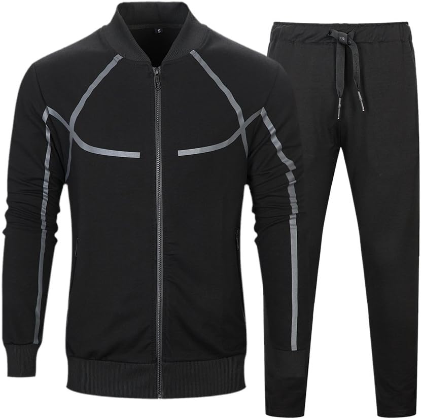 Men's Full Zip Tracksuit Set Casual 2 Pieces Outfits Jogging Athletic Sweat Suits