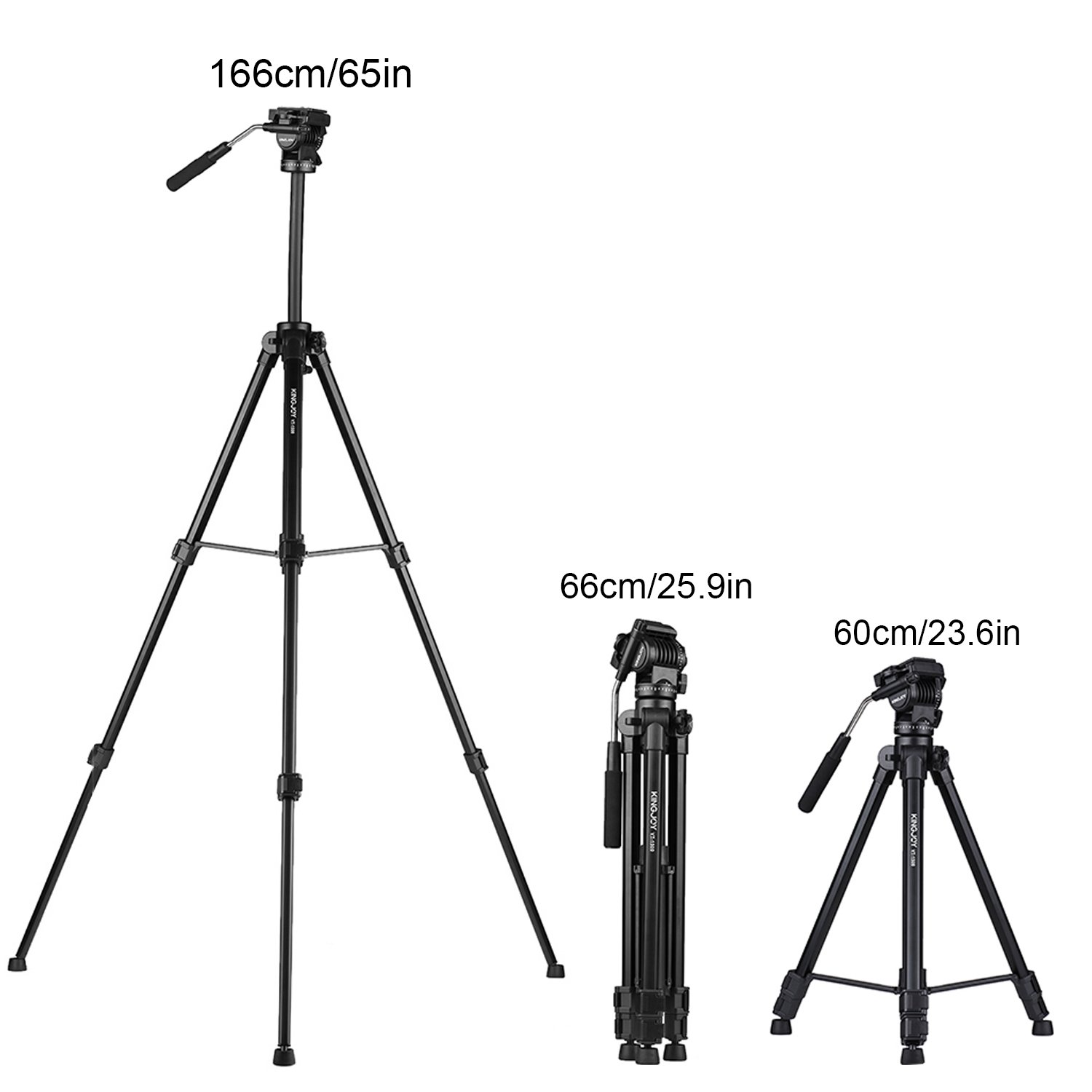 Video Tripod with Fluid Head, Kamisafe VT1500 Heavy Duty