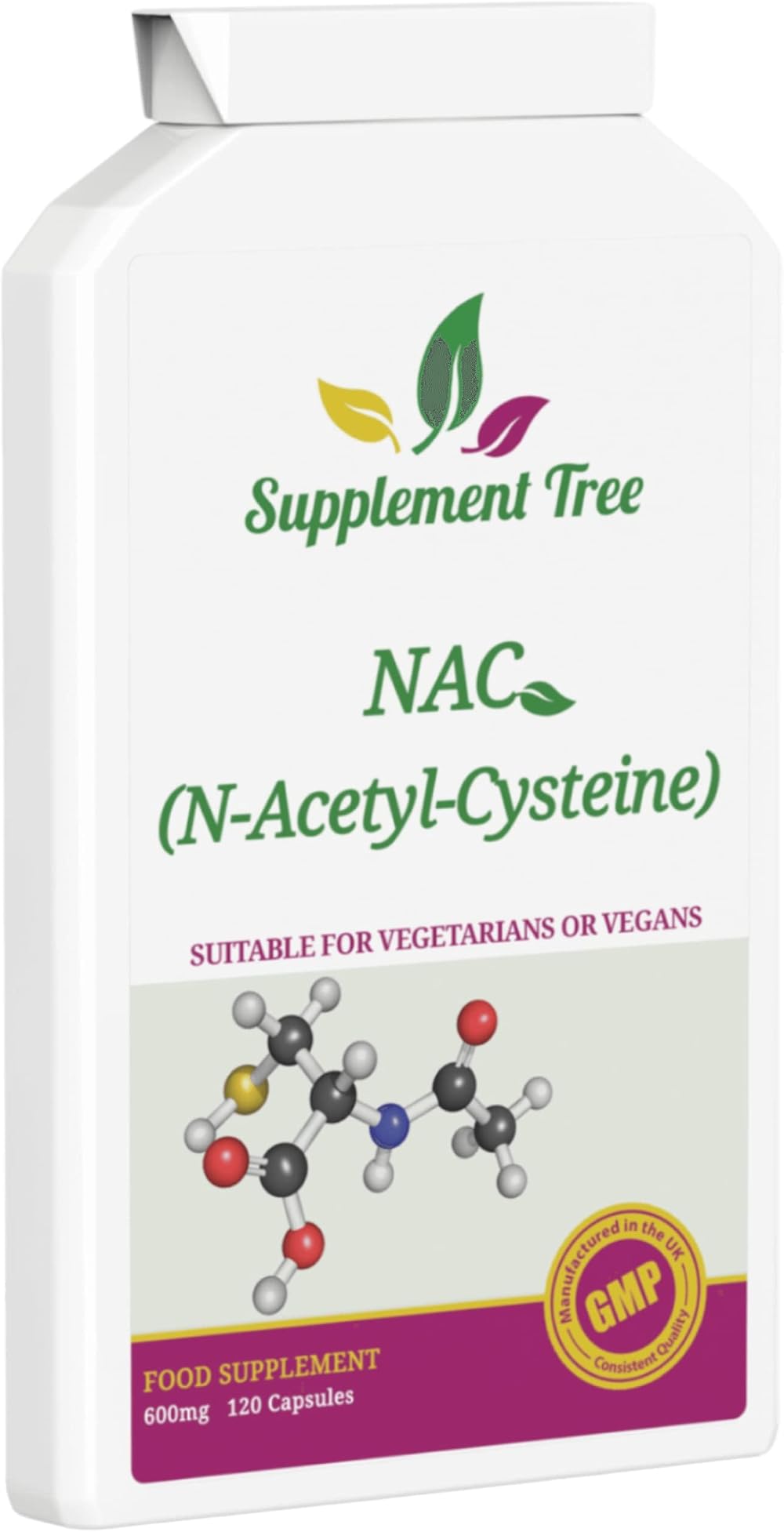 Supplement Tree NAC N-Acetyl-Cysteine 600mg 120 Capsules Vegan Formula