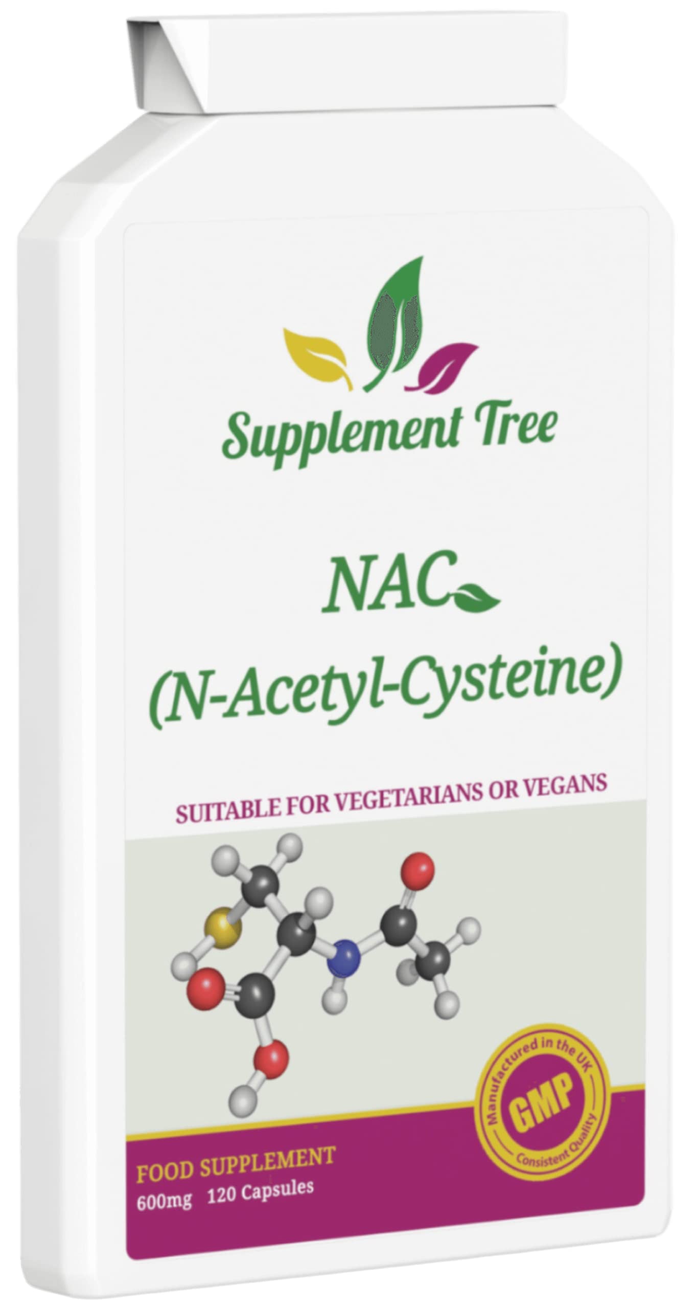 NAC N-Acetyl-Cysteine 600 mg 120 Capsules | Vegan NAC Supplement | High Bioavailability N Acetyl Cysteine Amino Acid Providing Non Toxic Stable Form of L-Cysteine | UK Manufactured