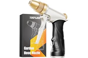 UYI Garden Hose Nozzle, Heavy Duty Spray Nozzle for Watering, Water Nozzle with Adjustable Spray Patterns for Watering Plants, Car Washing, and Pet Showering (Gold)