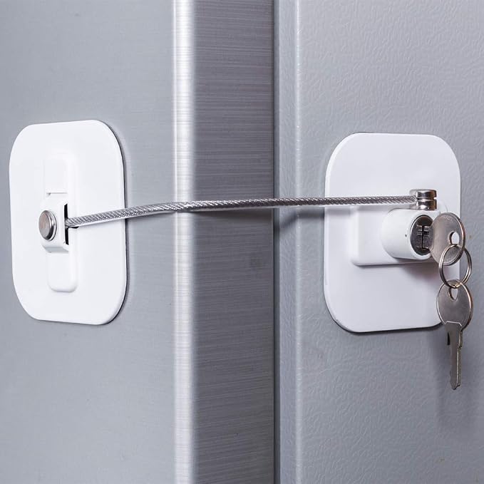 Erkovia 2-Pack Fridge Freezer Locks With 4 Keys - Child Safety Refrigerator Lock