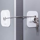 Fridge Lock,Refrigerator Locks,Freezer Lock with Key for Child Safety,Locks to Lock Fridge and Cabinets,White Fridge Lock