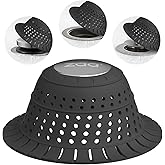 zaa Bathtub Drain Hair Catcher, Silicone Collapsible 1 Pack Drain Protector for Pop-Up and Regular Drains of Shower,Tub, Bathroom, Sink, Charcoal Black