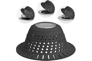 zaa Bathtub Drain Hair Catcher, Silicone Collapsible 1 Pack Drain Protector for Pop-Up and Regular Drains of Shower,Tub, Bathroom, Sink, Charcoal Black