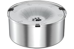 SCHITEC Dog Water Bowl No Spill 1.2L/40oz Slow Drinking Anti-Splash Stainless Steel Dog Bowl with Floating Disk, Spill Proof Pet Travel Water Dispenser for Sloppy Messy Drinkers(Light Gray)