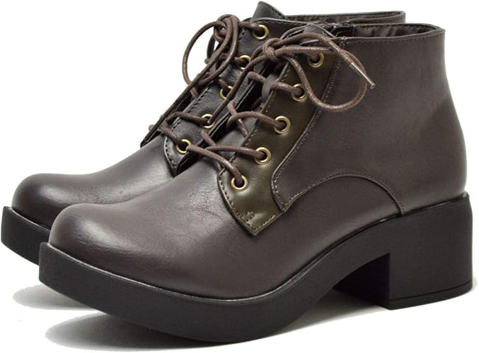 Amazon Byあしながおじさん レースアップ ショート ブーツ レディース 靴 シューズ 定番 人気 秋 冬 オジ靴 マニッシュ レトロ ダークブラウン 24 5cm ブーツ ブーティ