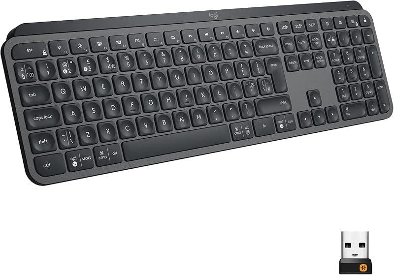 Logitech MX Keys Advanced Illuminated Wireless Keyboard UK QWERTY Graphite Black