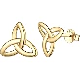ChicSilver Celtic Earrings for Women Hypoallergenic Sterling Silver Stud Earrings, Heart/Triangle/Cross/Butterfly Knot Earrings for Women Irish Jewelry with Gift Box