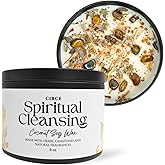 Circe Spell Candle “Spiritual Cleansing” Coconut Soy Wax Candle Jar– Premium Hand Poured & Long Burning– Herbs, Crystal & Natural Fragrance Oils- Clearing, Protection & Grounding- Self Care, Gift- 8oz