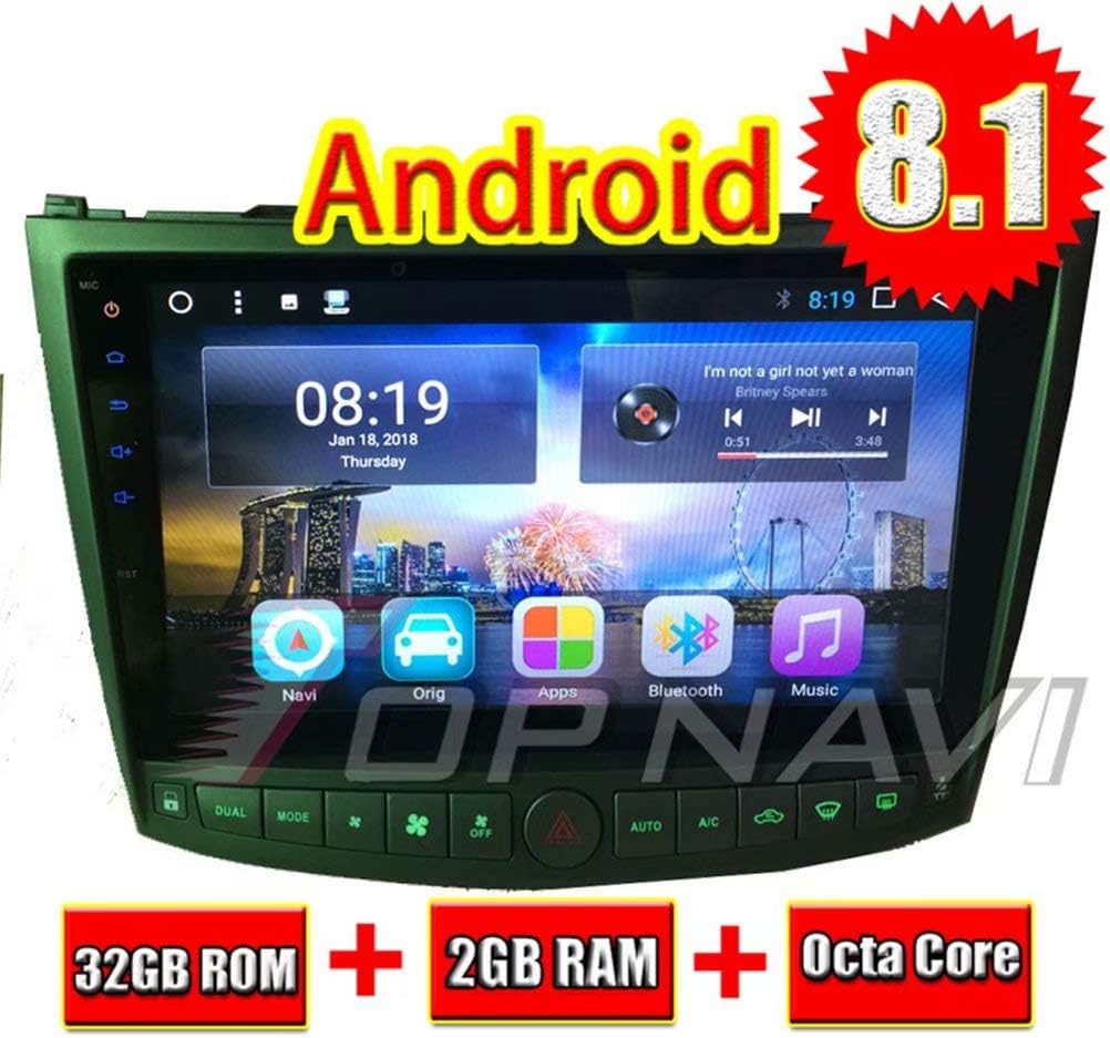 TOPNAVI 32GB Android 8.1 Car Radio for Lexus IS350 IS250 2005 2006 2007 2008 2009 2010 2011 Stereo GPS Navi 10.1Inch Octa Core 2GB RAM WiFi 3G RDS MirrorLink