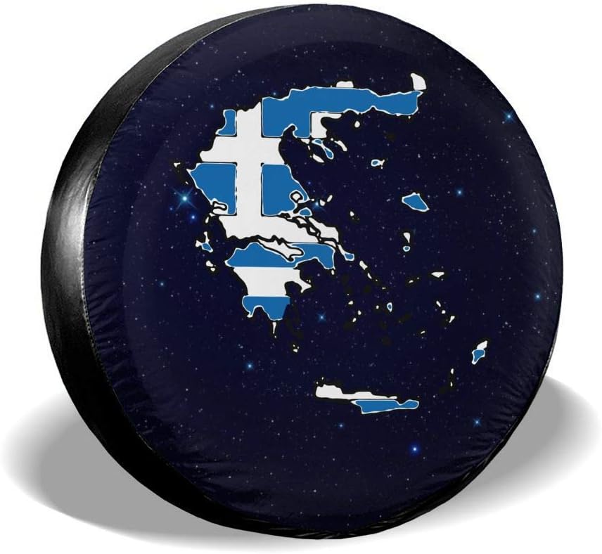 opi 90iuop Greece Map with Greek Flag Tire Covers Car SUV Camper Auto Spare Tire Tyre Cover