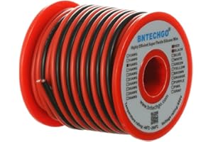 BNTECHGO 16 Gauge Flexible 2 Conductor Parallel Silicone Wire Spool Red Black High Resistant 200 deg C 600V for Single Color LED Strip Extension Cable Cord,Model,25ft Stranded Tinned Copper Wire
