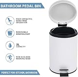 Crystals Small Pedal Bin with Lid 3 Litre Stainless Steel Bathroom Bin White view 2