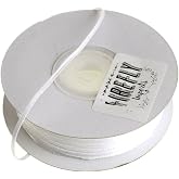 HOMEFORD Double Faced Satin Gift-Wrapping Ribbon, 1/16-inch, 100-yard, White
