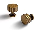 Goo-Ki Vintage Retro Antique Brass Zinc Alloy Cabinet Knob - Single Hole Striped Decorations Cabinet Pull Hardware for Bedroom, Kitchen, 6 Pack