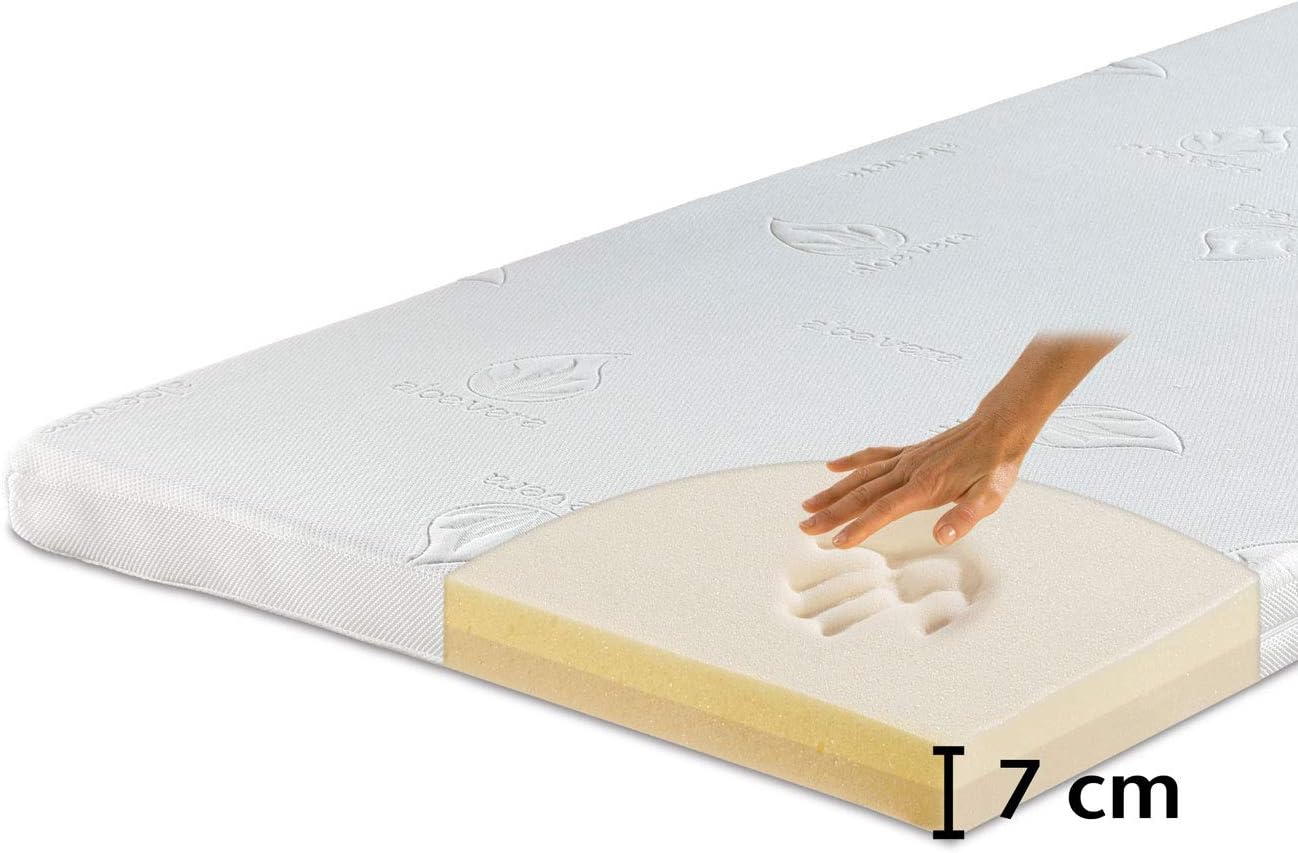 Pikolin Home Viskoelastischer Topper 5 Cm - Mit Memory-Schaum, Aloe Vera Bezug, Waschbar, Für Besseren Schlaf