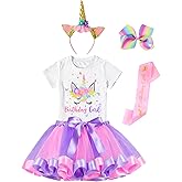 Doctor Unicorn Birthday Girls Unicorn Costume Outfit Rainbow Tutu, Unicorn T-shirt, Satin Sash, Hair Bow & Headband