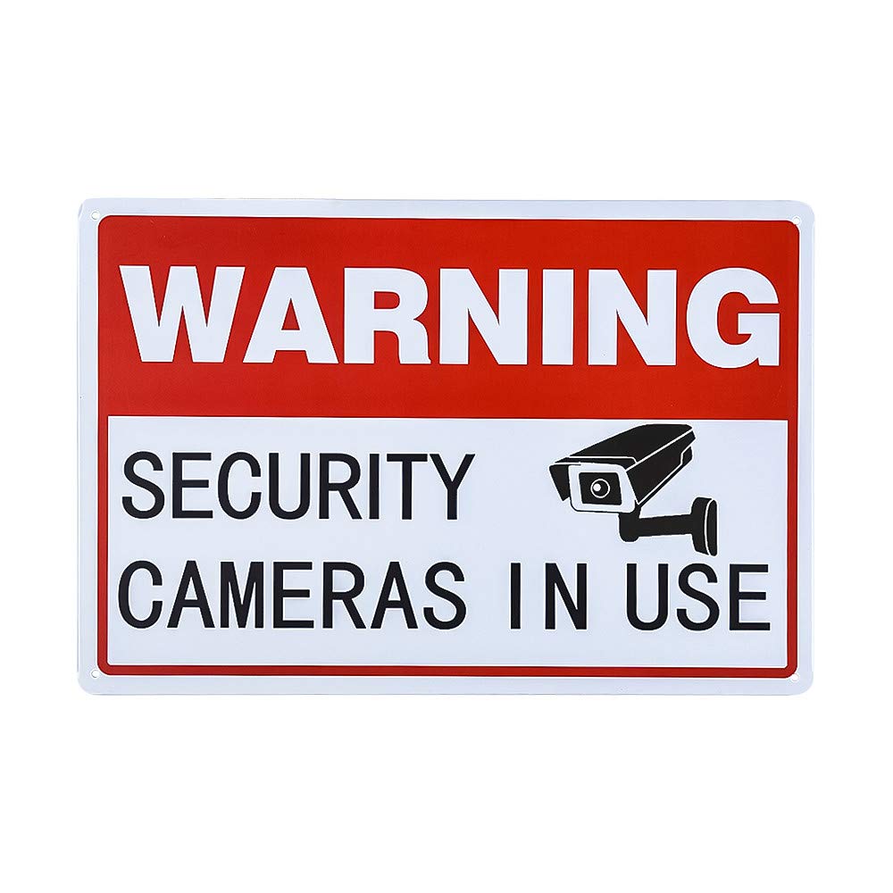 不适用 Vintage Metal Sign Warning Video Surveillance Security Cameras in Use