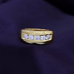 SAVEARTH DIAMONDS Men's Wedding Band Ring Round Lab