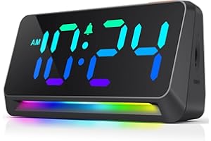 XUANZIT LED Digital Clock for Bedroom, Super Loud Alarm Clock for Heavy Sleepers Adults, Teens | Simple Plug-In Electric Bedside Nightstand Desk Clock with Light and Adjustable Color/Volume/Brightness/Snooze