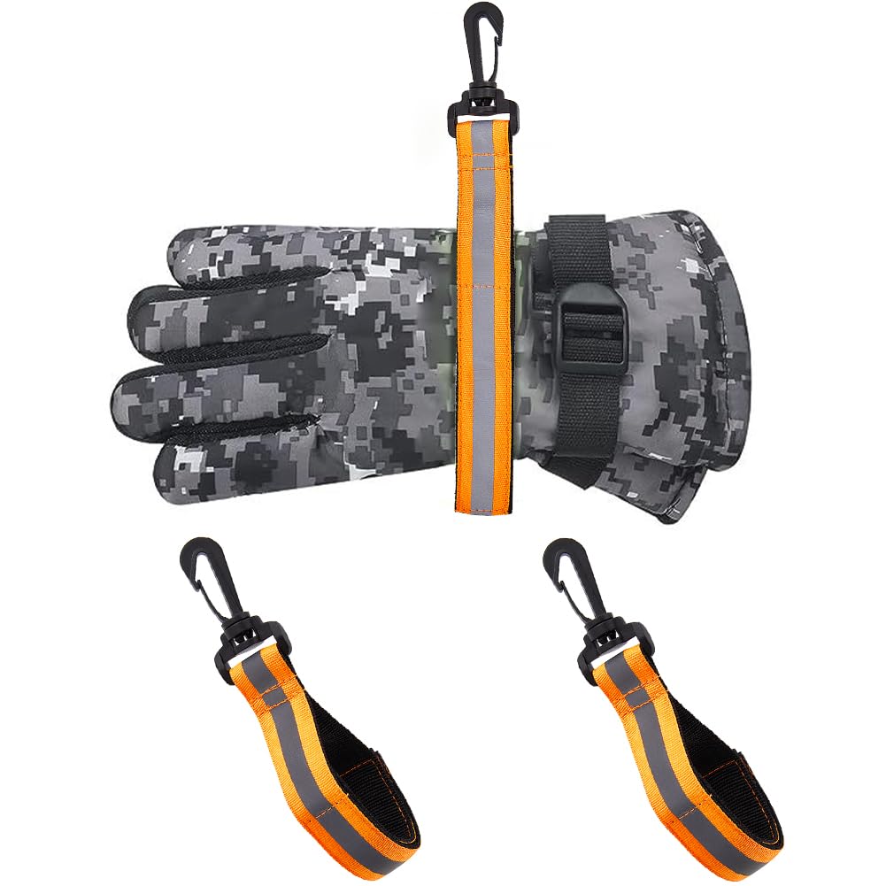 GORGECRAFT 2Pcs Firefighter Glove Strap Heavy Duty Turnout Gear Glove Safety Holder Strap Accessories with Reflective Trim Buckle or Work Glove Firefighter Police Rescue(Orange)