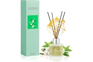 Jasmine White Tea Scent Diffuser, 50ml Reed Diffuser with Dried Flower for Bathroom Small Place, Last up to 30 Days