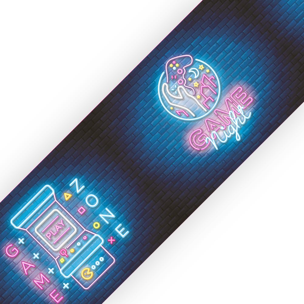 SuperDuperDecor Video Gamer NEON Bedroom Wall Border - Personalised Childrens Boys Girls Name Games Room Wallpaper Decor Strips - Without Name