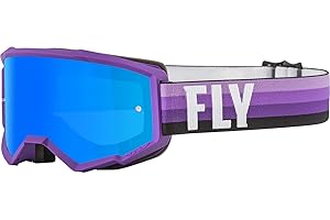 Fly Racing Youth Zone Goggles (Purple/Black W/Sky Blue Mirror/Smoke Lens)