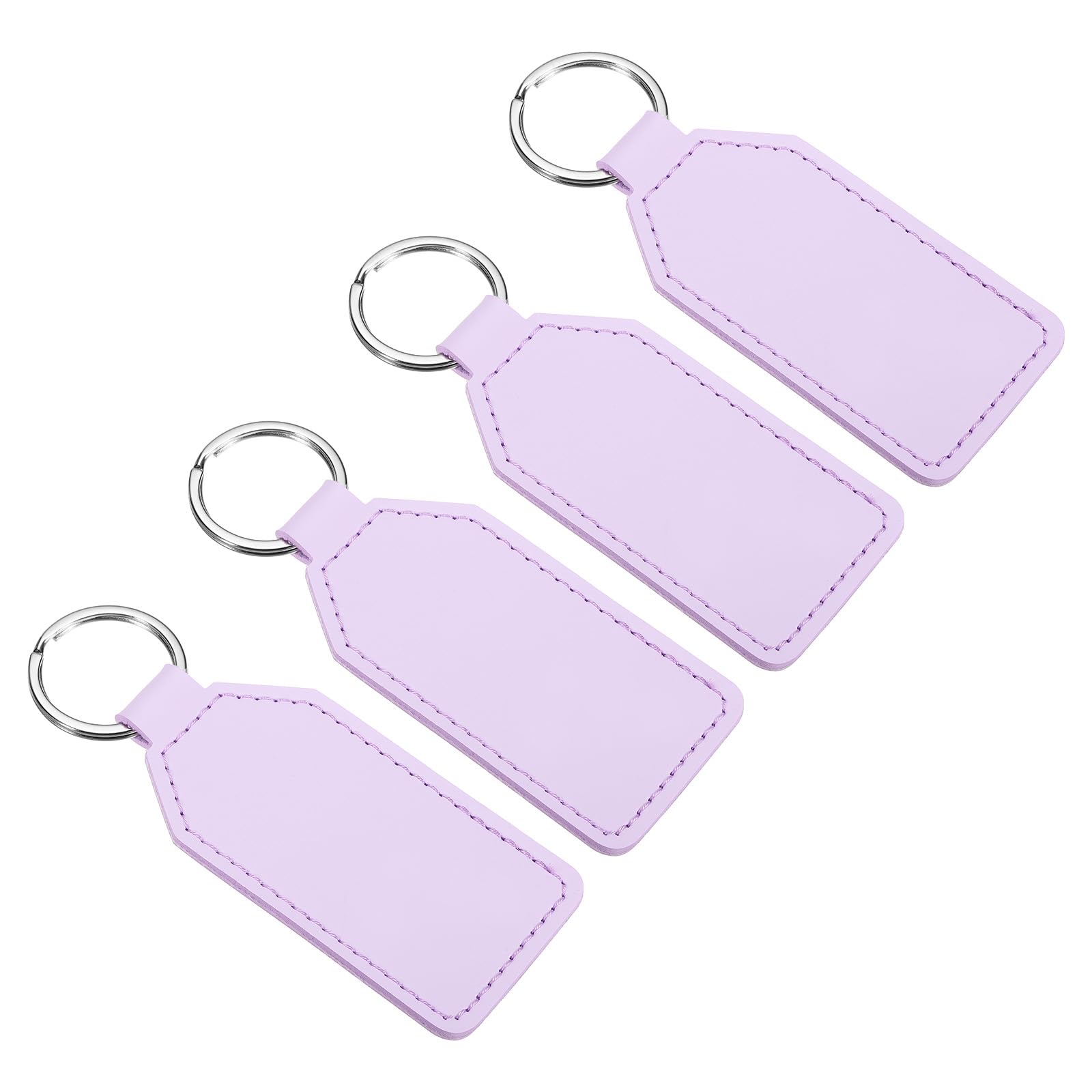PATIKIL Leather Keychain Blanks, 4 Pack PU Leather Key Fob with Key Rings for DIY Crafts Laser Engraving Keychain Making Leather Working, Purple